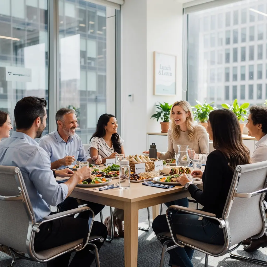 Kaasaegne kontor, kus on harmoonilised värvid ja brändiga seotud sisustus.
